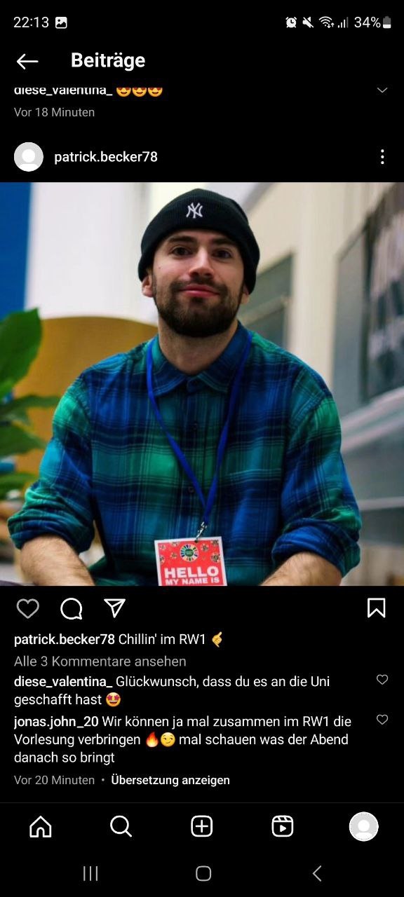 Instagram Profil Patrick Becker – Zukunft @ JGU